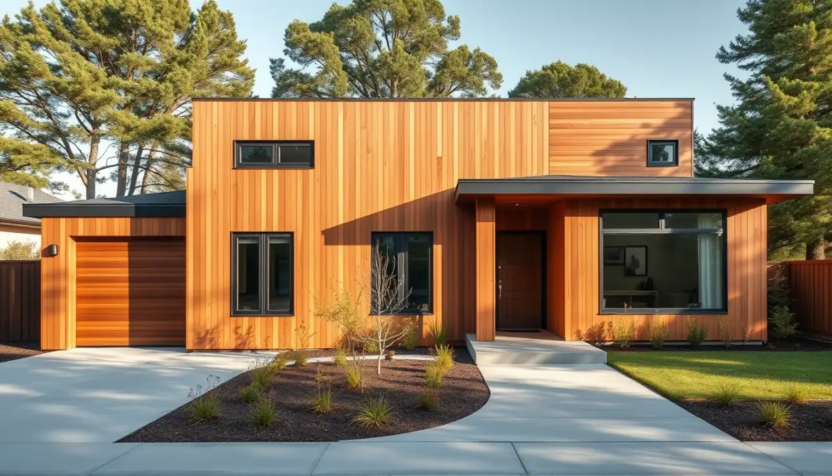 Maison contemporaine avec bardage en red cedar, essence durable pour l'extérieur