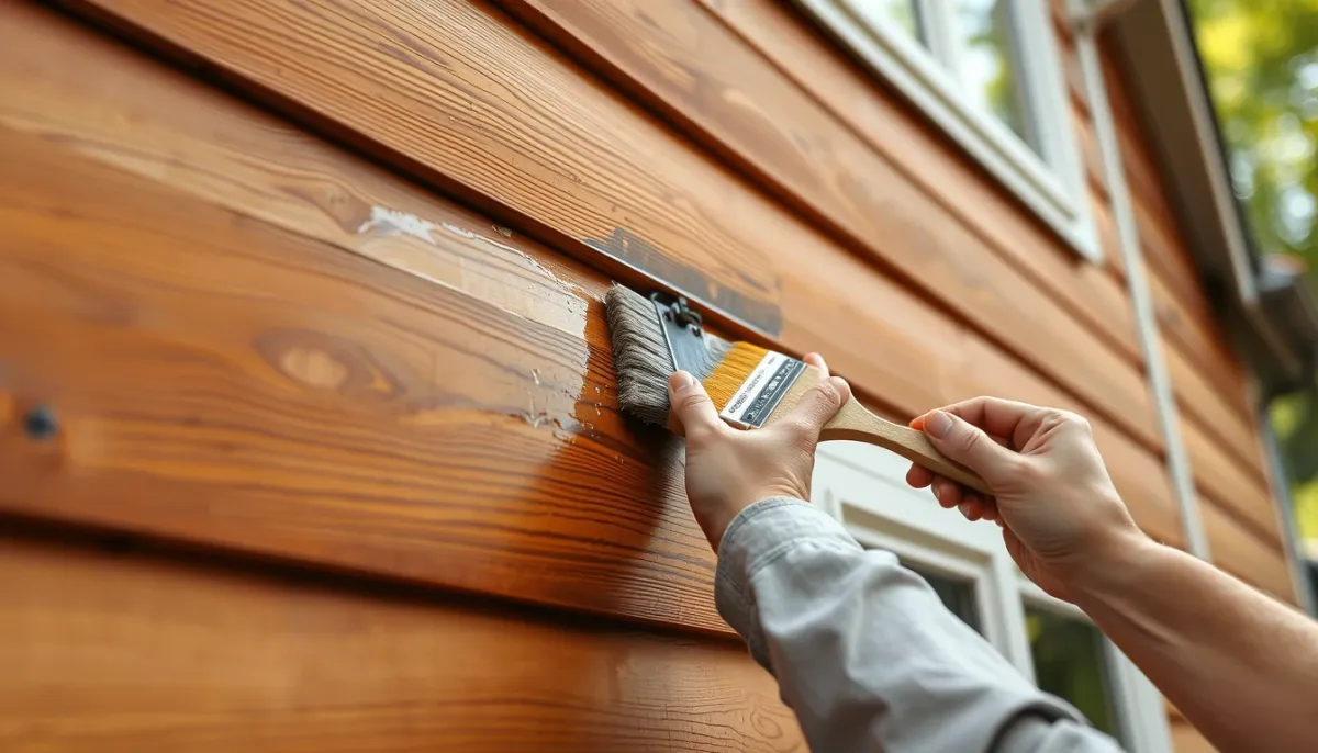 Entretien d'un bardage bois avec application d'une lasure protectrice