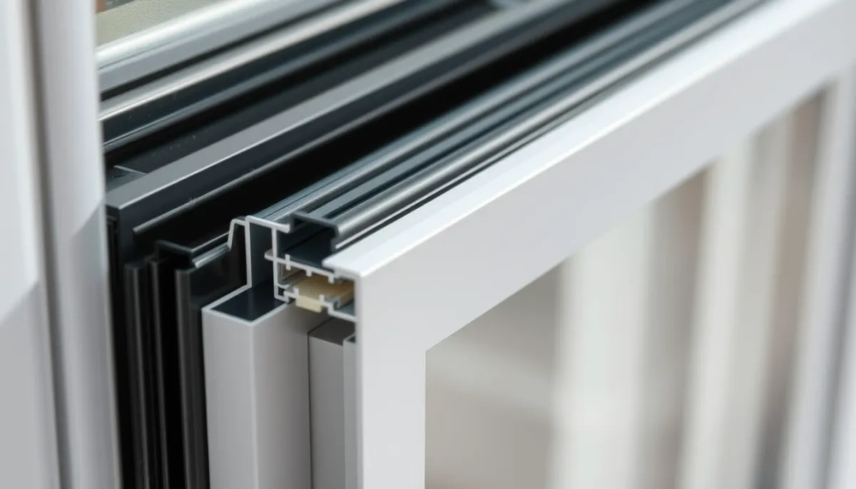 Détail d'une menuiserie aluminium à rupture de pont thermique avec isolant