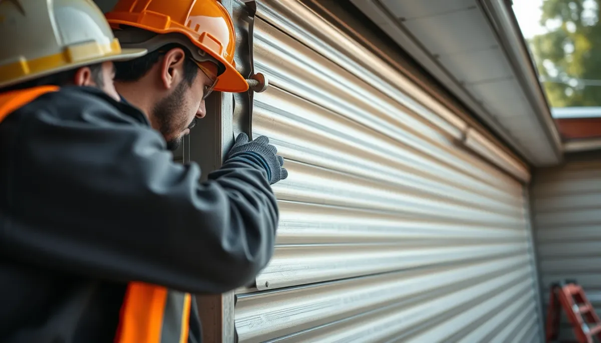Pose de tôle de bardage sur un mur de garage par un professionnel