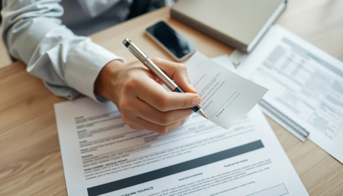 Personne préparant une lettre recommandée pour déclarer un sinistre à l'assurance