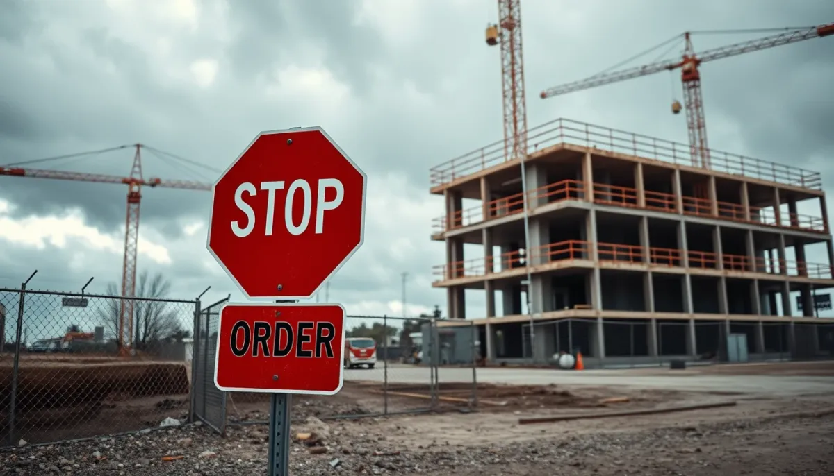 Chantier arrêté par l'administration pour absence de déclaration préalable